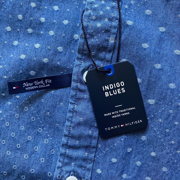 Real Indigo Tommy Hilfiger Button Down Shirt - Picture 4 of 8